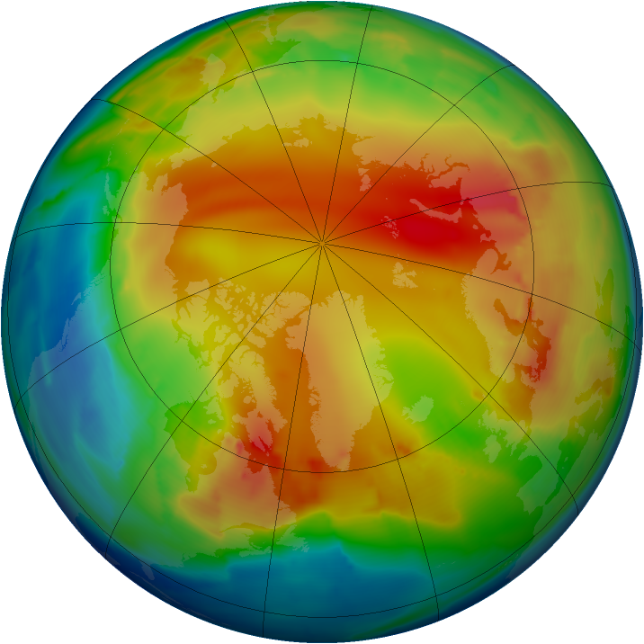 Arctic ozone map for 18 January 2013